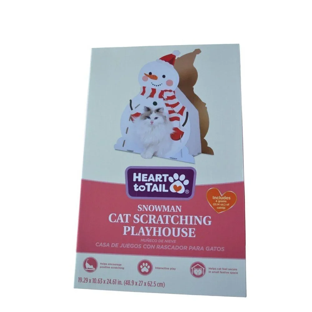Heart to Tail Snowman Man Cat Scratching Playhouse with Catnip NIB